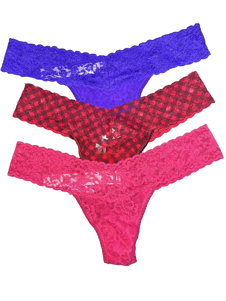 NEW! HANKY PANKY SIGNATURE LOW RISE LACE THONGS 3 PAIRS OS - Image 1 of 1