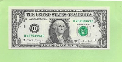 1988A ..UNCIRC  $1  H 4275 8443 G .... 1988A $1  H-G     NICE NOTE    FRN - Image 1 of 2