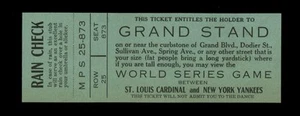 1928 WORLD SERIES GRAND STAND TICKET YANKEES VS. CARDINALS NEUHEIT BABE RUTH - Bild 1 von 2