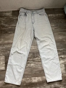 American Eagle Women’s Strigid Highest Rise Baggy Straight Blue Jeans Size 12 - Picture 1 of 7
