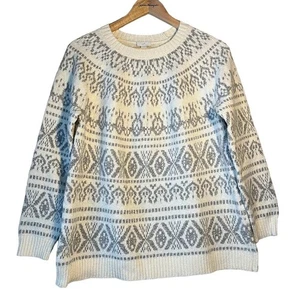 J. Jill Women's White Fair Isle Nordic Pull Over Sweater Size Small - Picture 1 of 7