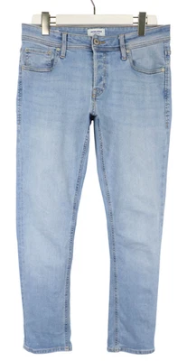 Jack&Jones Slim / Glenn Vaqueros Hombres W33/L30 Azul Claro Triquitos Botón Fly - Imagen 1 de 4