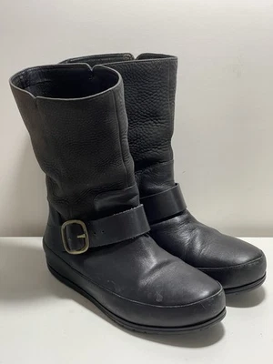 FitFlop Women's Due Boot Biker Pull On Comfortable Leather Boots Size 7.5 - Image 1 of 4