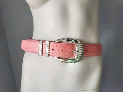 Vintage Pink Genuine Snakeskin Belt Silver Colored Buckle Ritz Small Medium S/M - Image 1 of 4