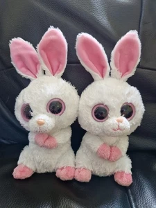 Ty Beanie Rabbits Called Carrots White Bunny Pair Soft & Cuddly - Picture 1 of 7