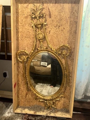 Итальянское резное зеркало 19 века в неоклассическом стиле около 1800 г. - Изображение 1 из 3