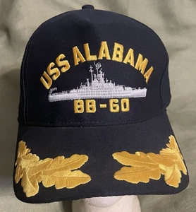 Vintage US NAVY "USS ALABAMA BB-60" CAPTAINS CAP Mütze SNAPBACK Snapback ONE-SIZE - Bild 1 von 5