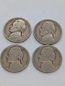 1946 JEFFERSON NICKEL LOT OF 4 COINS United States 5c - NO MINT MARK - Picture 1 of 11