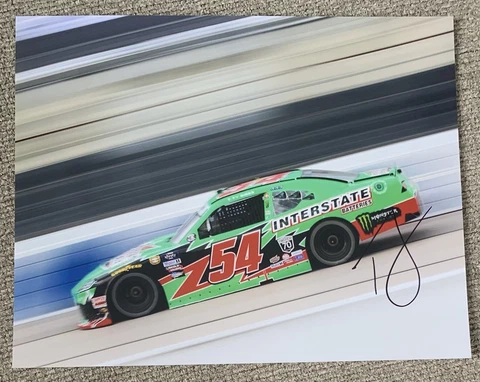 Ty Gibbs Signed 8x10 Photo Interstate Batteries Car on the Track NASCAR Auto COA Cover