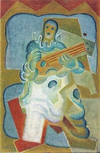 Pierrot, playing guitar by Juan Gris Giclee Fine Art Print Repro on Canvas - Picture 1 of 1