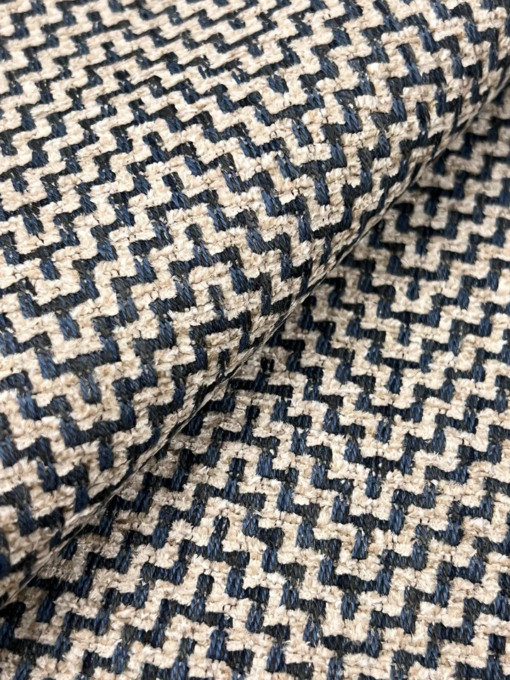 GP & J Baker Woven Chevron Zig Zag Fabric- Glanville / Indigo 7 yds BF10873.680 - Image 1 of 4