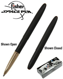 Fisher Space Pen #400BGFG / Classic Matte Black Bullet Pen With Gold Front - Picture 1 of 8