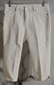JNY JONES NEW YORK White Capri Pants 6 Stretch Cotton Blend Five Pockets - Picture 1 of 5