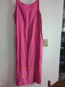 Liz Claiborne Liz Sport Pink Linen Sleeveless Maxi Dress Size 8 - Picture 1 of 7