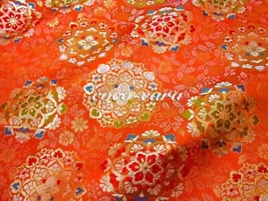k009_Tela Brocado Dorado, Kinran Japonés, Caleidoscopio Flor, 37×40 cm - Imagen 1 de 10