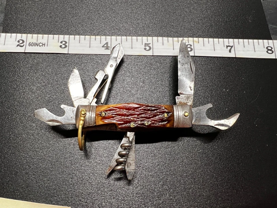 Cuchillo de supervivencia con mango de ciervo multiherramienta Mini Explorer de colección Boy Scout Foto 1 de 4