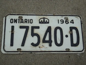 1964 ONTARIO CANADA License Plate 17540 D Can - Picture 1 of 1