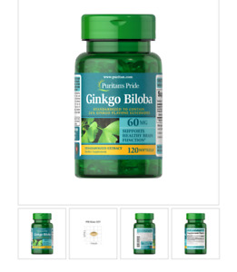Puritan's Pride Ginkgo Biloba Standardized Extract 60 mg 120 softgels Exp 01/24