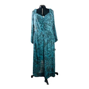 3754 NWT Ava & Viv Teal Super Stretchy Maxi Dress Size 2X SweetHeart - Picture 1 of 10