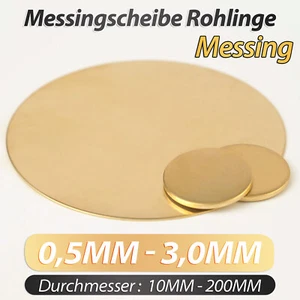 Messing Ronde Messingblech Messingscheibe Rohlinge Ø 10-200 mm x Dicke 0,5-3 mm - Picture 1 of 13