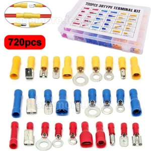 720pcs Crimp Terminals Insulated Electrical Wire Butt Connector Assorted Kit - Picture 1 of 8