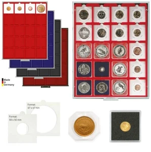 LINDNER Münzbox Münzboxen für Münzrähmchen Carree Octo rot blau schwarz 2122 - Bild 1 von 14