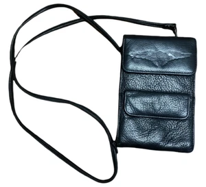 "Cartera/cartera de cuero genuino Harley Davidson Motor Cycles lisa, negra, 4,5"" X 7" - Imagen 1 de 4