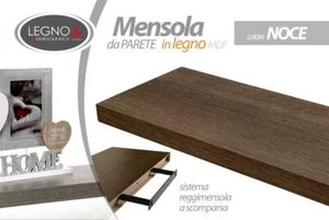 MENSOLA DA PARETE LEGNO MODERNA MURO KIT REGGIMENSOLA A SCOMPARSA NOCE 40*25 cm - Foto 1 di 2