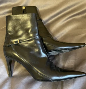 Botas al tobillo vintage años 90 colección Gianni Versace cuero negro EU 40 - Imagen 1 de 11