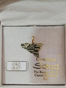 Ciondolo medaglia pendente Sicilia in oro giallo 750 18 kt NUOVO - Foto 1 di 12