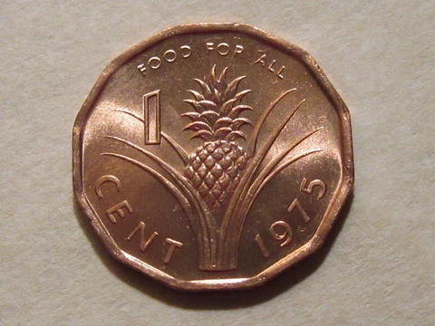 1975 Swaziland 1 Cent  PINEAPPLE  coin  unc Beauty  Sweet!!  F.A.O. issue Cover