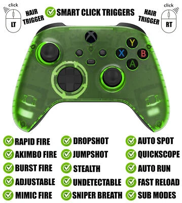 Clear Green Silent Modz Smart Click Triggers Modded Controller for Xbox & PC - Image 1 of 2