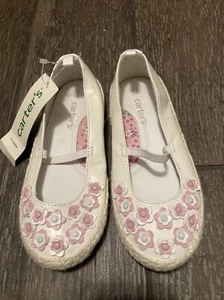 Vintage Carter’s Toddler Girl Shoes 12 Dazzle White Pink #2060 - Picture 1 of 9