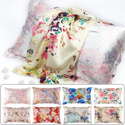 Mulberry Silk Pillowcase 25 Momme Floral Design Luxury Sleep Comfortable Smooth - Image 1 of 4