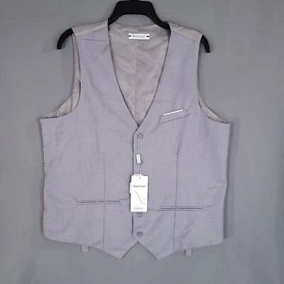 Wehilion Men's Formal Vest Button Front Sleeveless Gray Size L - Image 1 of 4