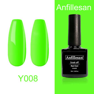 Anfillesan Gel Nail Polish Glitter Soak Off UV LED Neon Fluorescent Nail 10ML