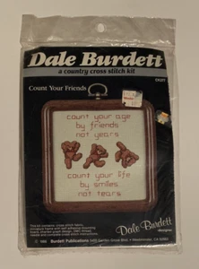Kit de punto de cruz de colección Dale Burdett osos cuenta a tus amigos con marco 1986 nuevo - Imagen 1 de 4