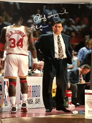 HAKEEM OLAJUWON RUDY TOMJANOVICH Signed Autograph 16x20 Photo Houston Rocket JSA - Image 1 of 3