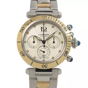 Cartier Pasha 38mm W31036T6 Chronograph Datum Automatik Silver Dial 90263546 - Bild 1 von 7