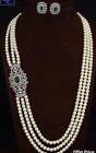 Kundan Jewelry Set CZ Necklace Pearl Long Necklace with Earrings