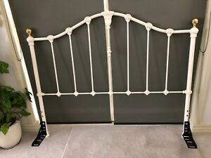Bed head to suit Queen Bed - White with Brass fittings in very good condition