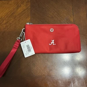 NUOVO Alabama Crimson Tide Lululemon portafoglio da polso curvo doppia zip 9”x5” - Foto 1 di 8