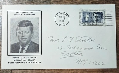 US FDC #1246 Fort Orange Stamp Club M-70 1964 Albany NY John Kennedy Unofficial - Image 1 of 2