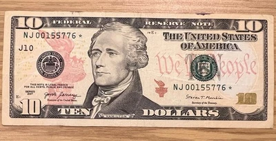 2017 $10 Dollar Star Note NJ00155776* Kansas City Federal Reserve Bank - Image 1 of 3