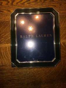 Ralph Lauren 8" x 10" Meyer Picture Frame Green Ribbed on Silver Easel Stand - Picture 1 of 5
