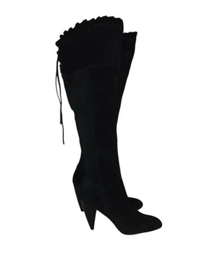 BCBG Gamuza Negro Sobre la Rodilla Atar Cordones Botas Invierno Otoño CUERO Talla 7.5 Foto 1 de 4