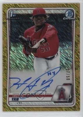 2020 Bowman Chrome Prospect Gold Shimmer Refractor /50 Hector Yan #CPA-HY Auto - Image 1 of 2