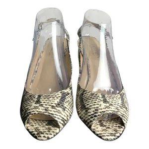 Talbots Women's Slingback Peep Toe Heels Snakeskin Print Leather Size 9B - Picture 1 of 6