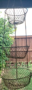 3-Tier Wire Fruit Hanging Basket, Vegetable Kitchen Storage Basket, Coated Metal - Picture 1 of 7