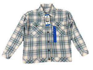 Boston Traders Women’s Shirt Trucker Jacket green plaid Size Large Buttons - Picture 1 of 7